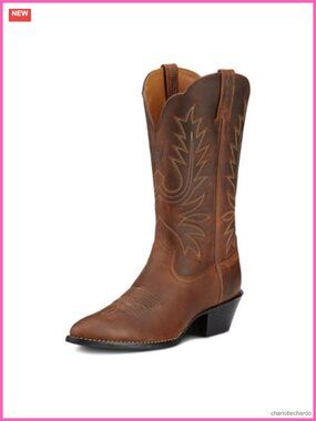 Women's Western Cowboy Boots, Premium Leather, Round Toe, ATS Technology,